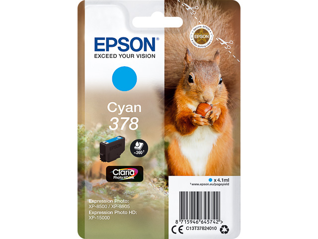 Original Epson 378 Druckerpatrone Cyan T3782