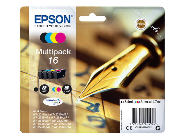 Original Epson 16 Multipack 4-farbig C13T16264012