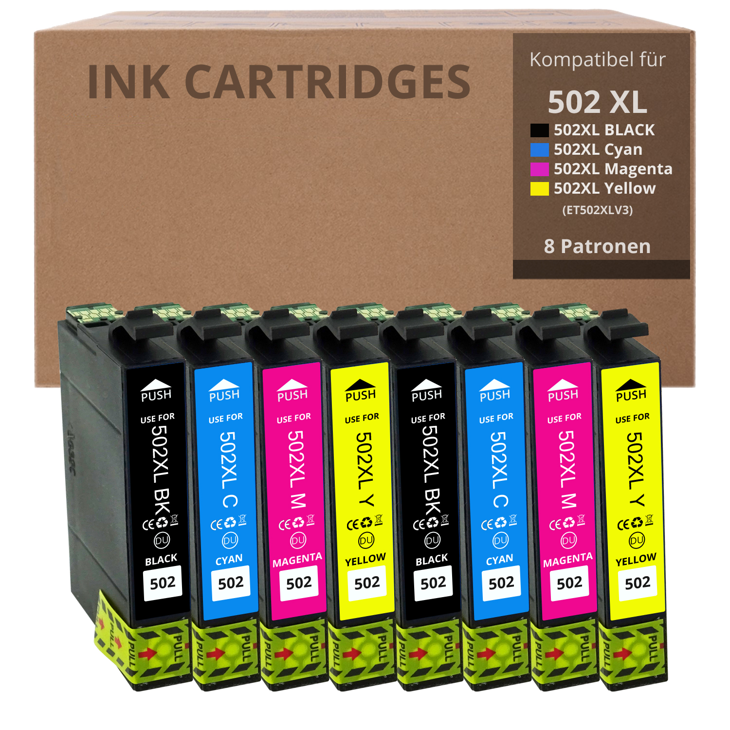 Alternativ zu Epson 502 XL 8 Patronen Set  - Hohe Füllmenge